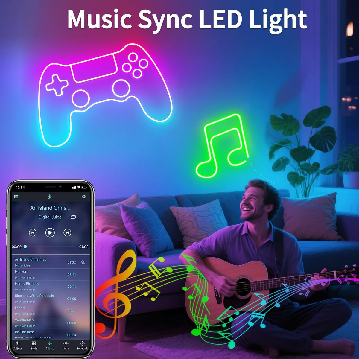 5M RGB Neon LED Strip Lights USB Music Sync