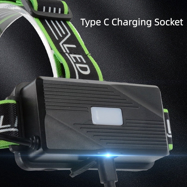 LED Laser Headlamp USB-C Rechargeable Zoomable Focus Floodlight 3 Modes