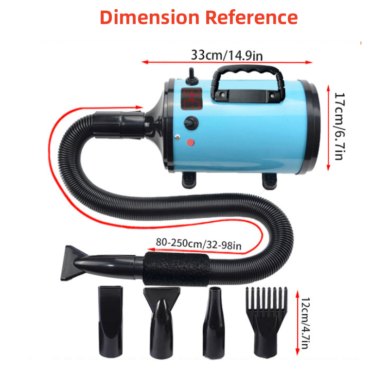 Pet Hair Dryer Dog Grooming Blow Speed Adjustable Hairdryer Blower Heater
