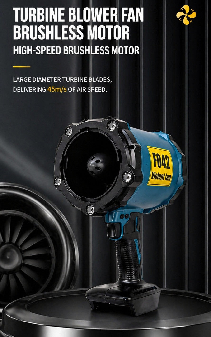 Turbo Jet Brushless Leaf Blower Violent Fan Compatible with Makita 18V Battery