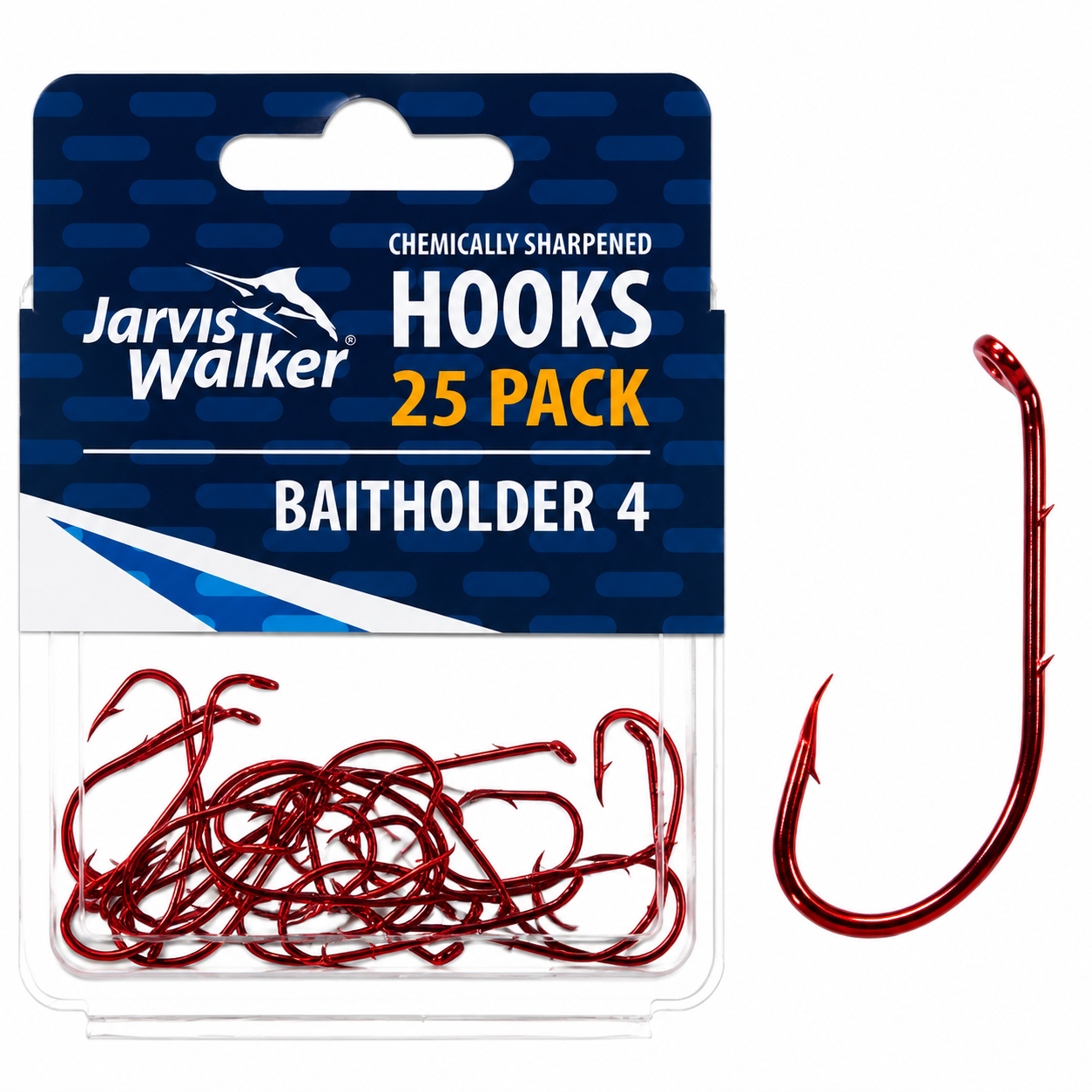 Jarvis Walker Baitholder Hooks Size 4, 2 Pack Fishing Hooks Bait Tackle Gear