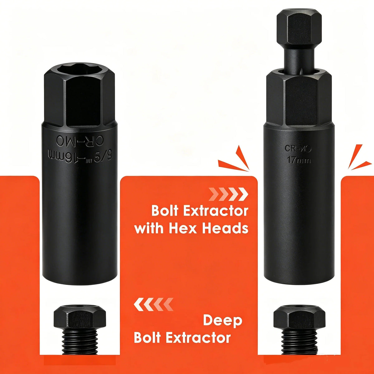 16pcs Drive Deep Well Impact Bolt Extractor Set Wheel Lock Removal Kit