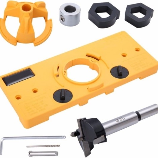 Concealed 35mm Cup Style Hinge Jig Boring Hole Drill Guide with Drill Bit Wood