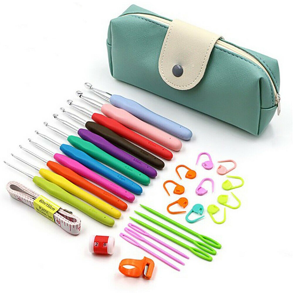 30Pcs Grip With handle Bag Needles Knitting Sets Soft Crochet Sewing Tools Hooks