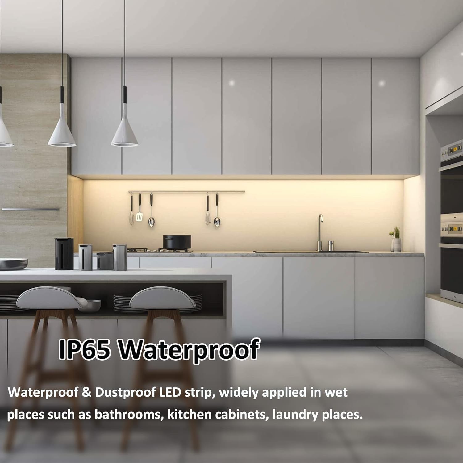 5M 300 LEDs 5050 Waterproof LED Strip Light, Warm White, with DC Connector