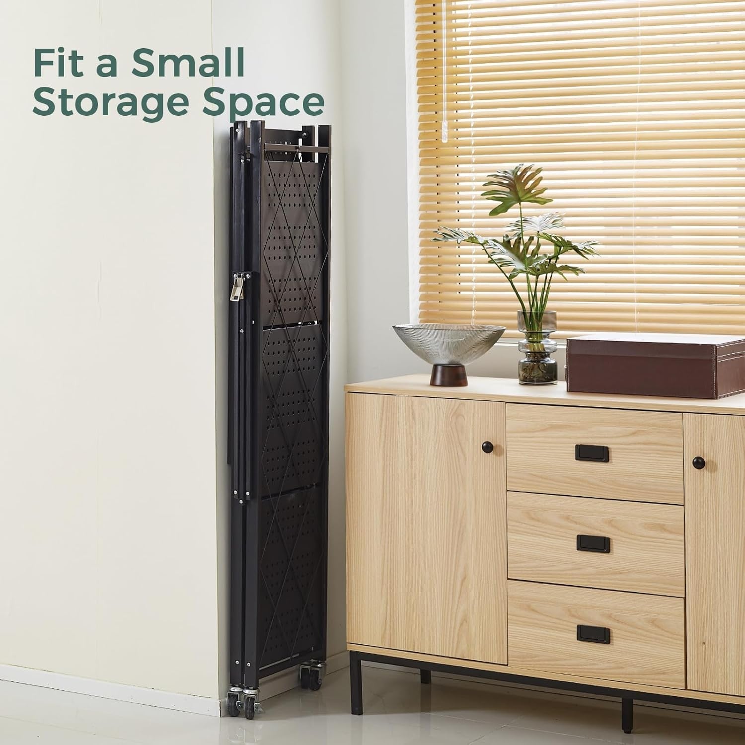 4 Tier Storage Shelf Wheel Rack Foldable Kitchen Organizer