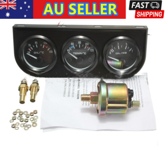 2'' 52mm Chrome Car Triple Gauge Set Kit