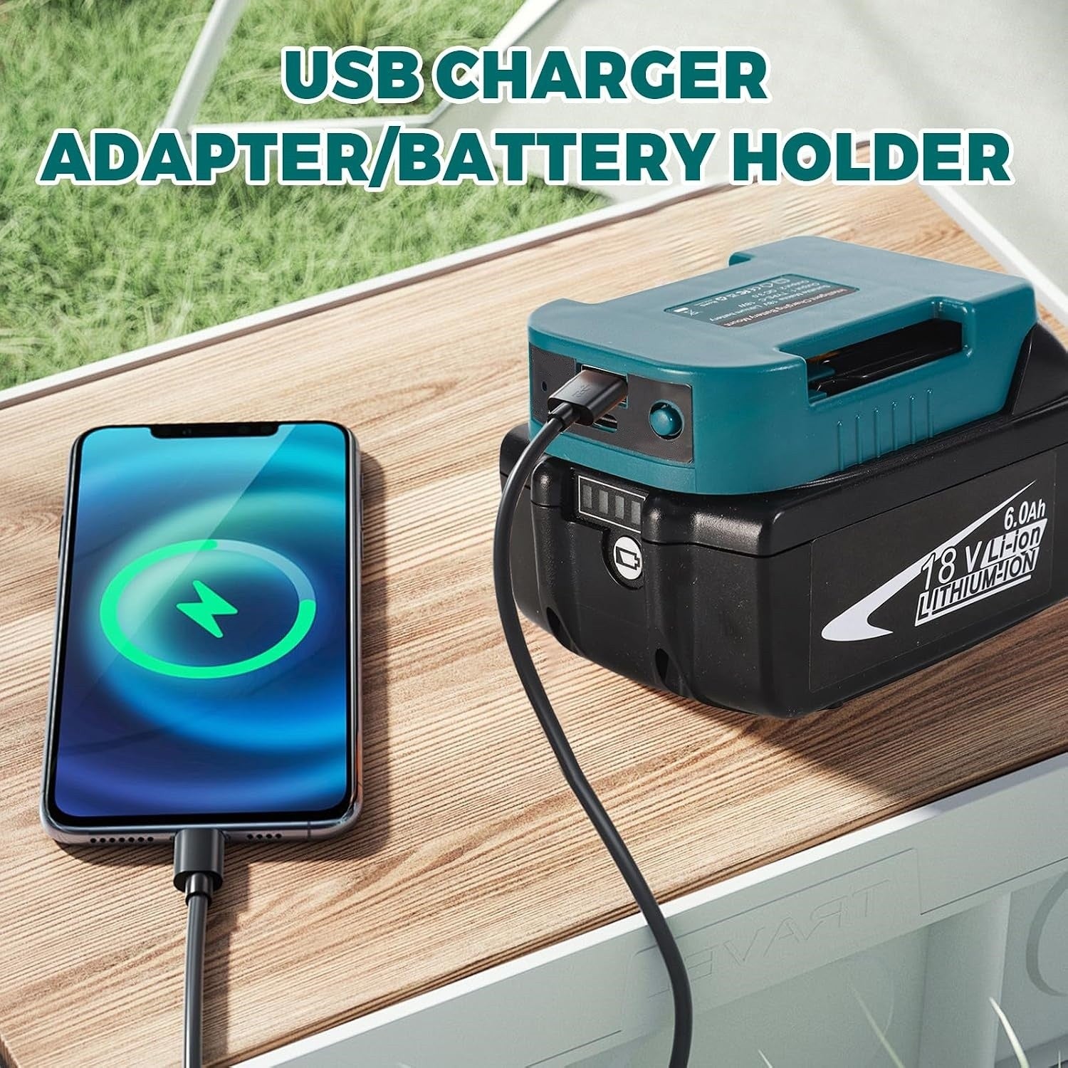 for Makita 18V Battery Adapter - Dual USB-C & USB-A Charger with Belt Clip