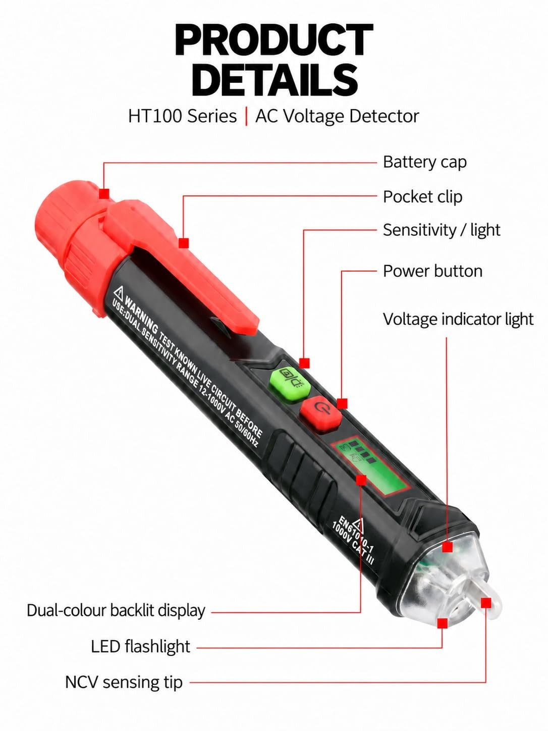 Voltage Tester Dual Range 12V-1000V / 48V-1000V Non Contact Electrical Tester