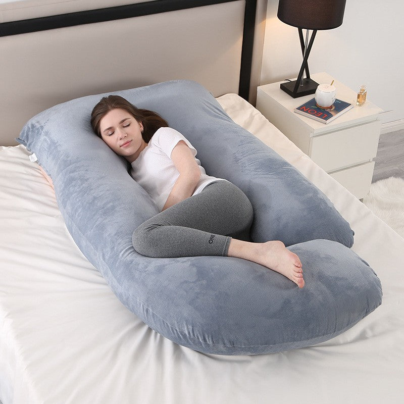 Comfortable U Shaped Pregnancy Pillow with Velvet Cover Full Body Support