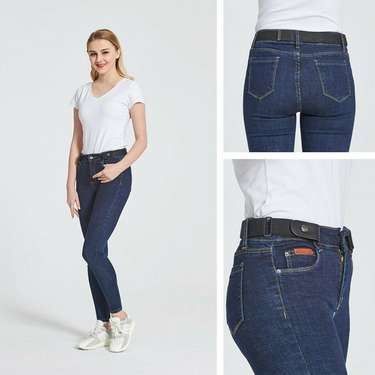 Buckle-free Elastic Womens Comfortable Invisible Belt for Jeans No Bulge Hassle