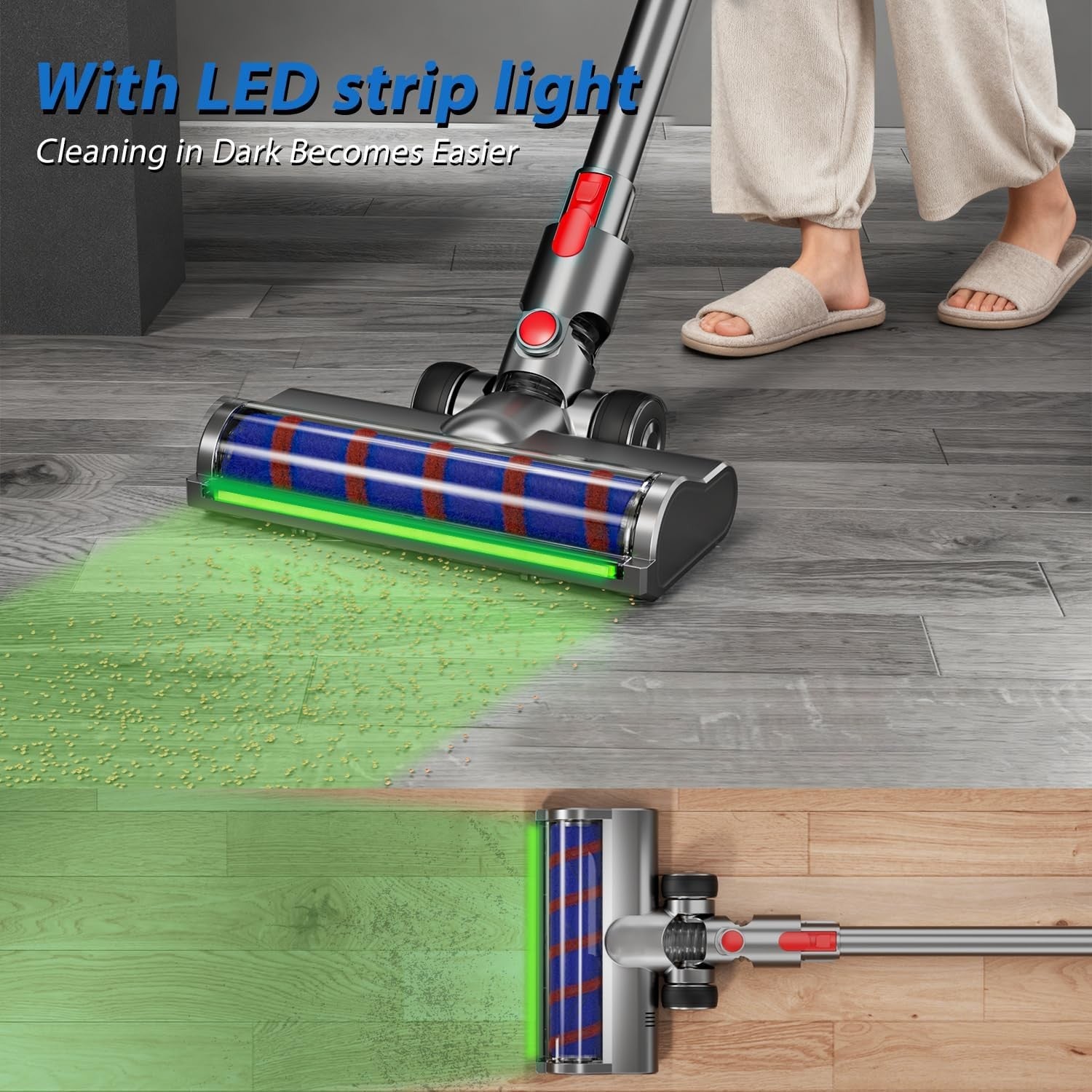 For Dyson Brush Head Green Light Hard Floor Head For V7/8/10/11/15/G5