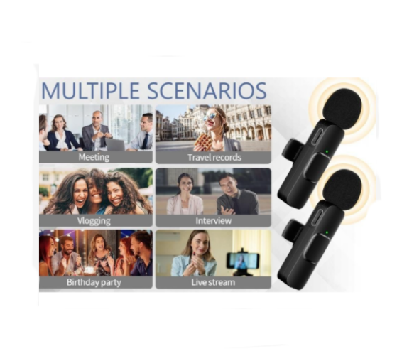 Microphone Dual Lapel Microphone for iPhone Ipad Android Pc