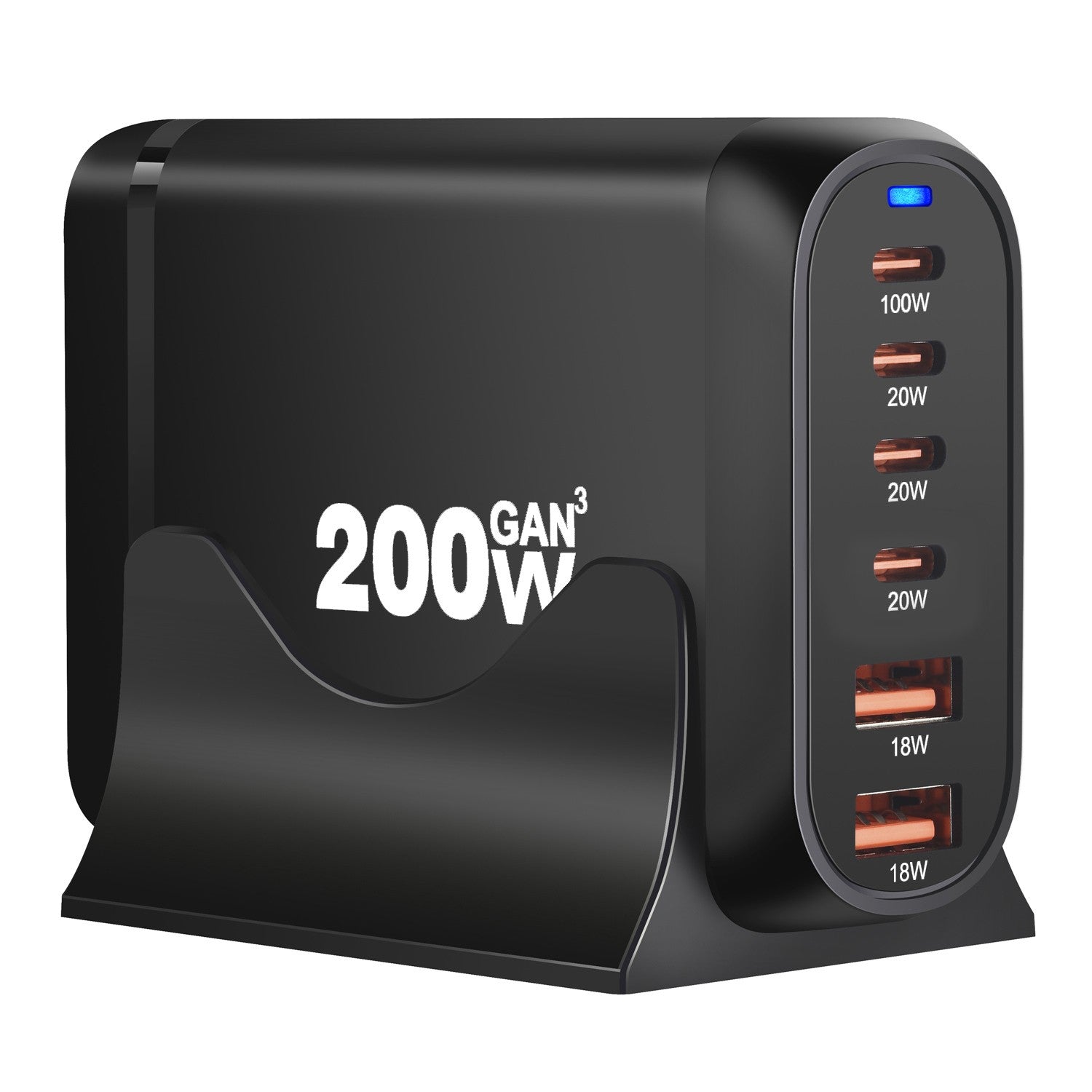 200W USB Type C Charger, 6 Ports Fast Charging Station GaN III PD QC Desktop