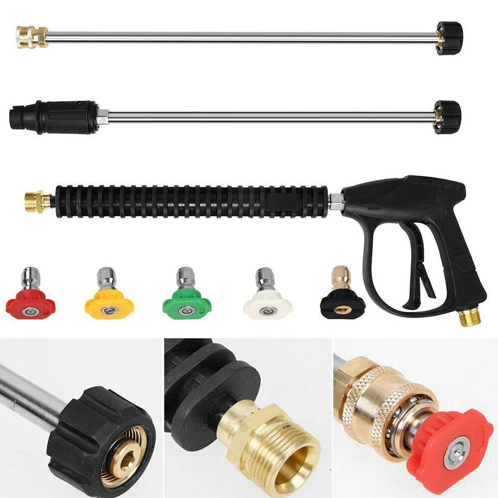High Pressure Spray Gun Wand Lance & 8m Water Washer Hose with Nozzle