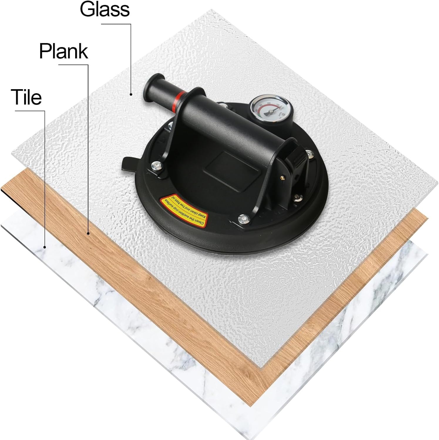 Heavy-Duty Vacuum Suction Cup with Pressure Gauge