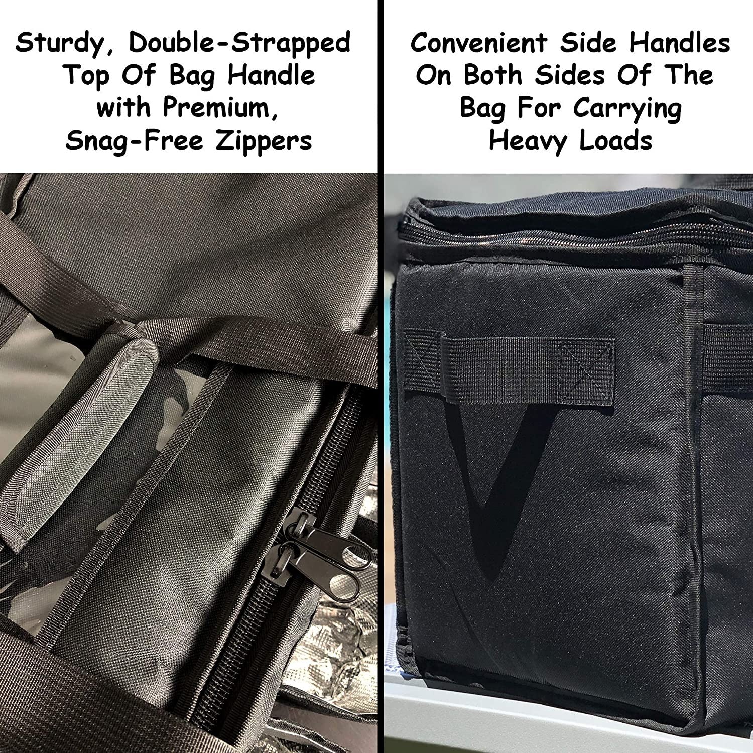 Insulated Food Pizza Delivery Bag with Cup Holders Drink Carriers