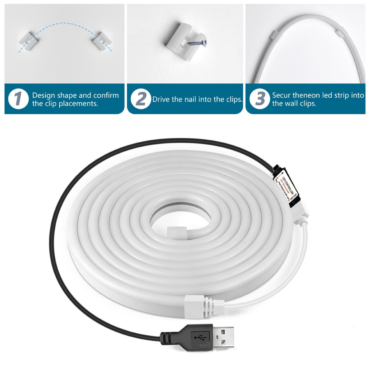5M RGB Neon LED Strip Lights USB Music Sync