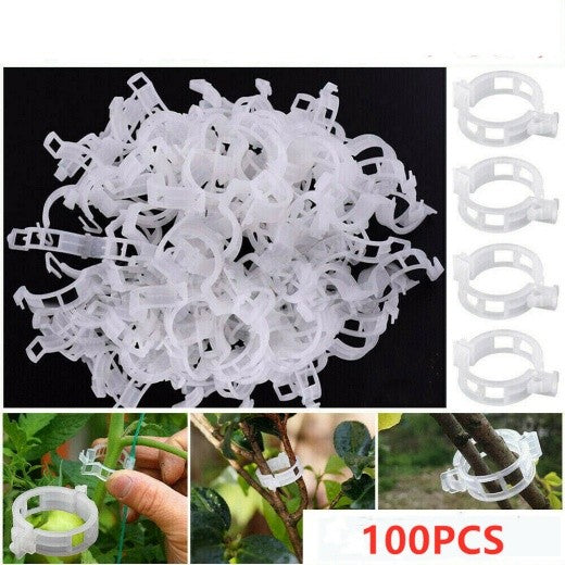 100Pcs Tomato Greenhouse Garden Plant Support Veggie Clips Trellis Twine