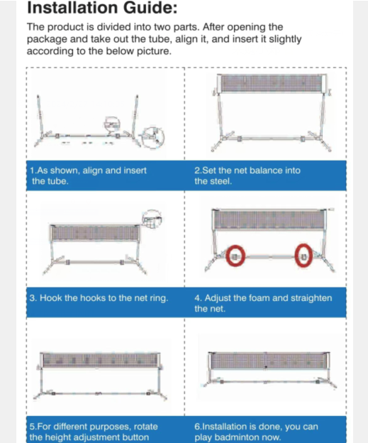 Portable Badminton Net Set 6.1m