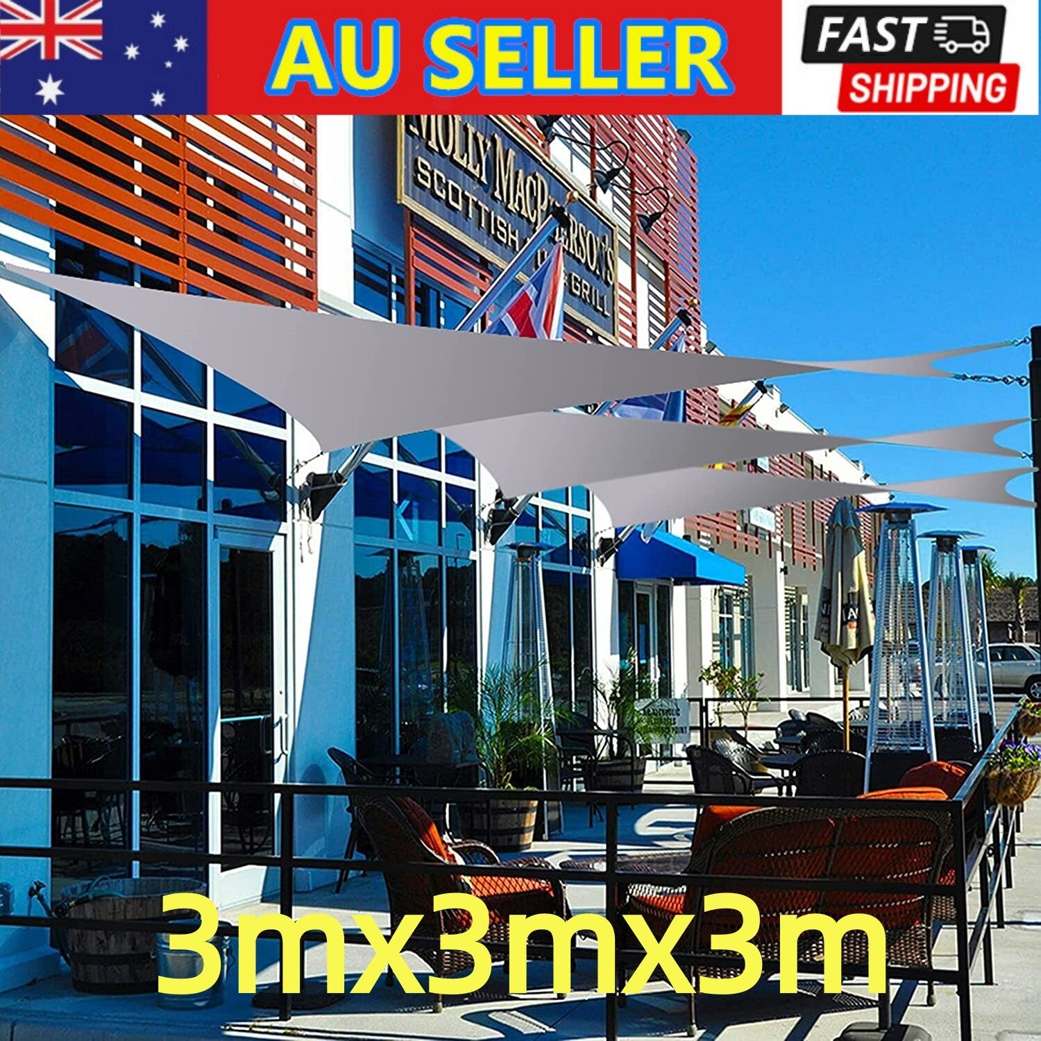 Sun Shade Sail Waterproof 3x3x3m