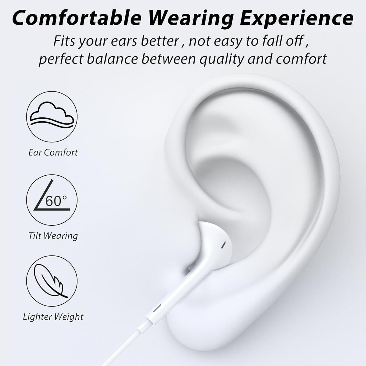 USB C Headphones Wired Earbuds Type-C Earphones with Mic Remote Control