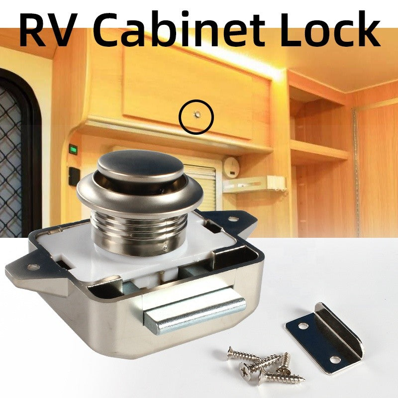 4x Push Button Drawer Cupboard Latch Catch Lock RV Caravan Cabinet Handle Knob