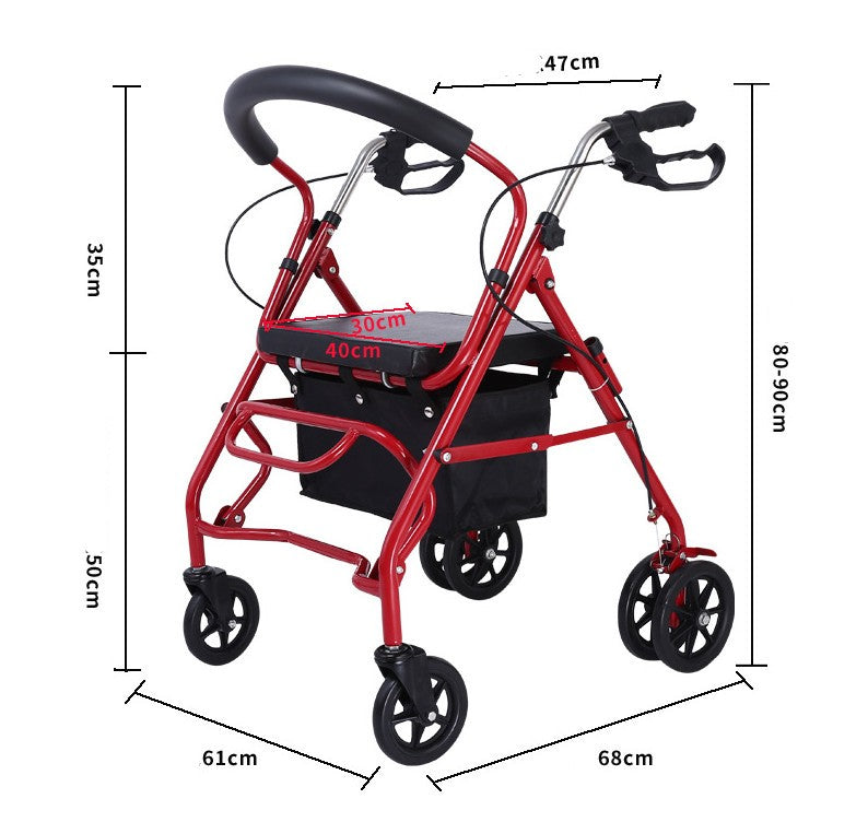 Folding Mobility Walking frame Rollator Seat Walker with Shopping Storage Bag