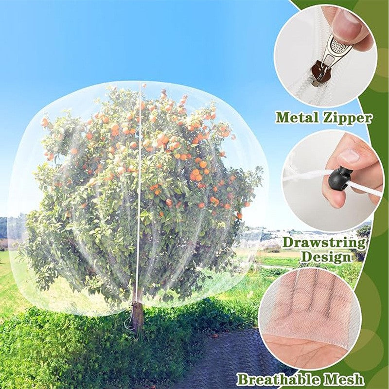 3MX3M Garden Insect Netting Bag with Zipper and Drawstring Fruit Tree Netting