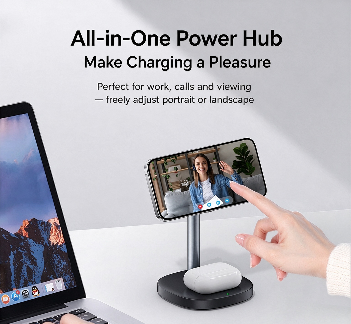 Magnetic Wireless Fast Charging Station 15W for iPhone, Apple Watch and AirPods