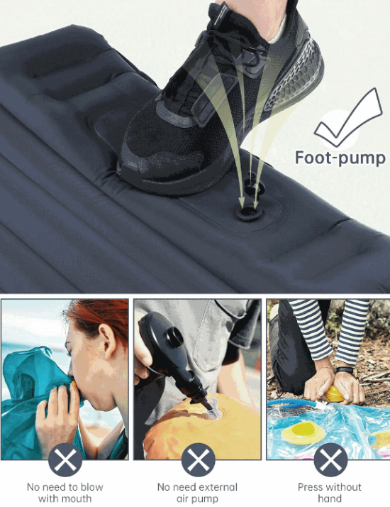 10CM Thick Self-Inflating Sleeping Pad Camping Mat with Pillow