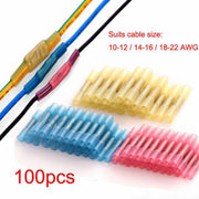 100PCS Heat Shrink Butt Wire Crimp Connectors Insulated Waterproof Terminals Kit