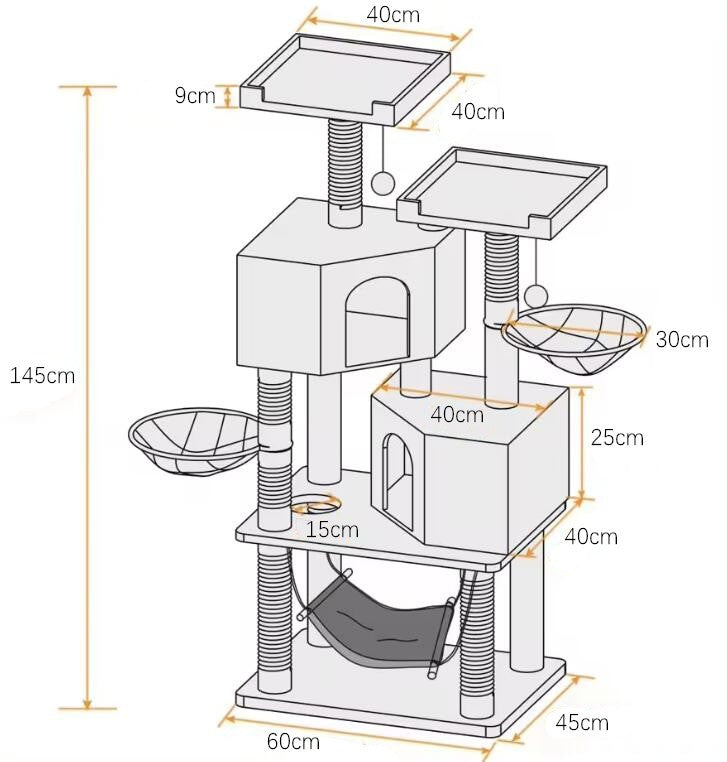 145CM Cat Tree Tower Scratching Post