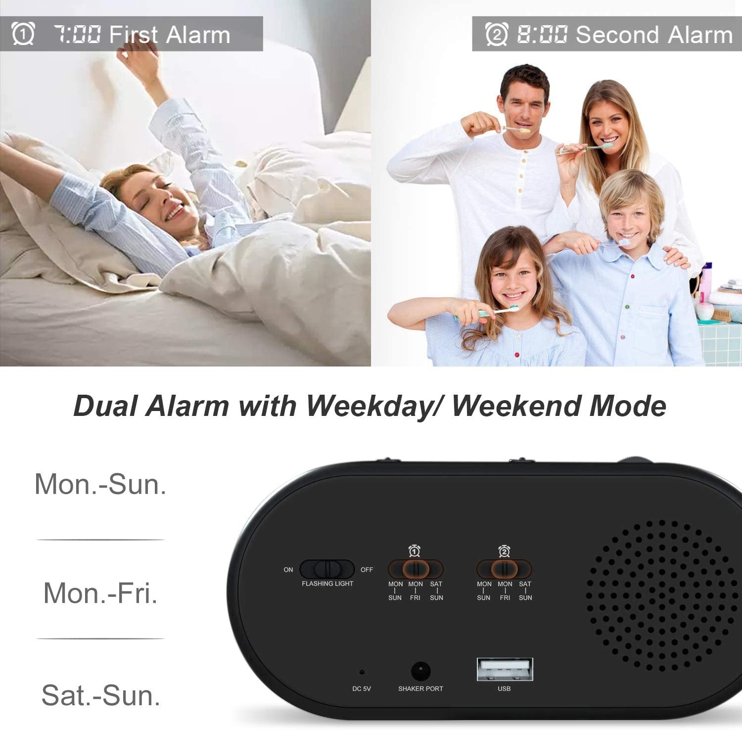 Super Loud Alarm Clock with Bed Shaker