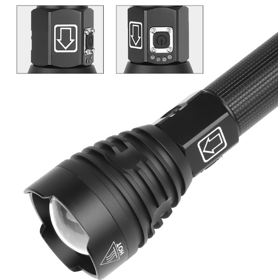 XHP90 3000LM Tactical 3 Mode Zoom Flashlight LED Hunting Torch