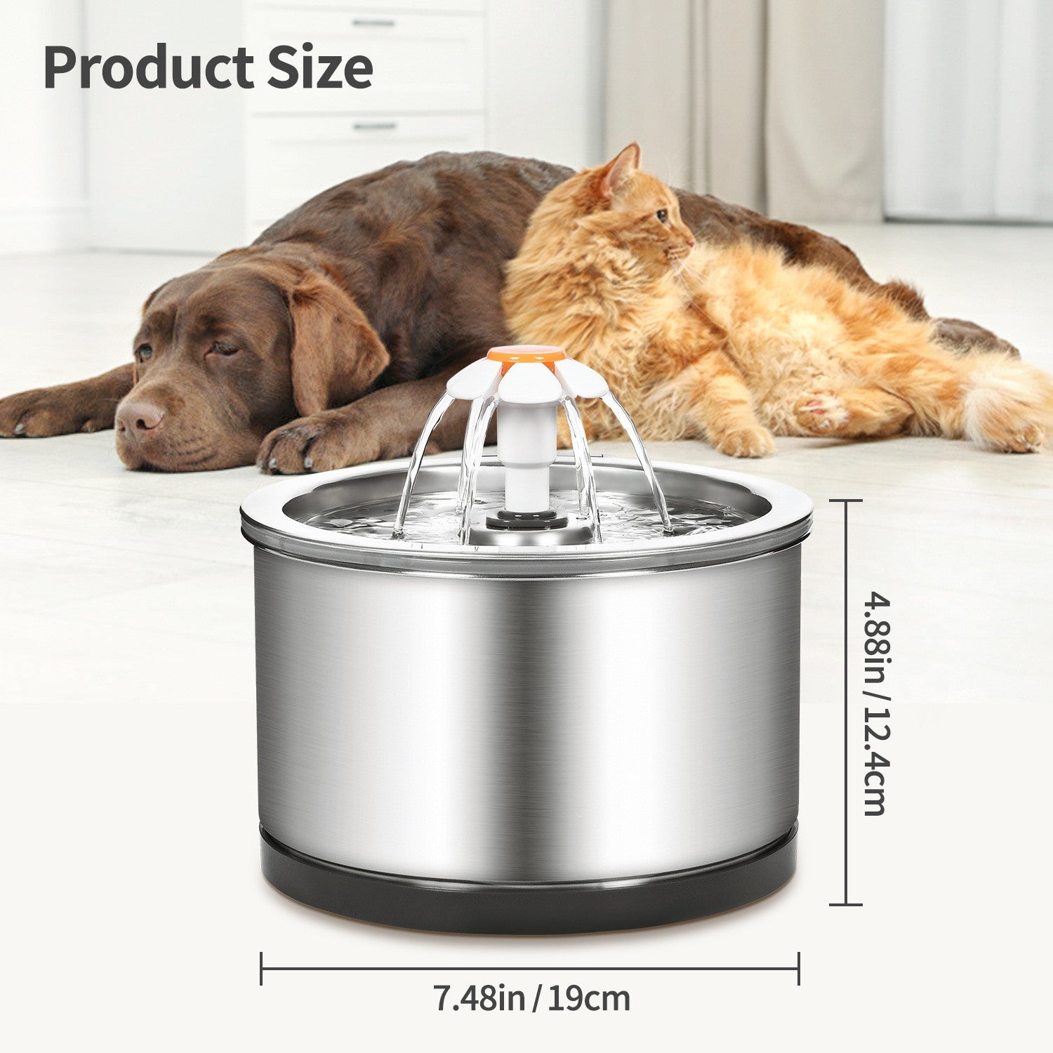Cat Water Fountain Drinking Stainless Steel 2.5L for Dog