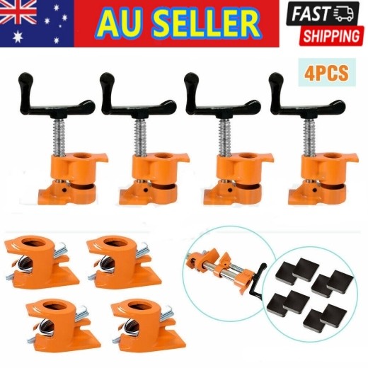 3/4" Gluing Pipe Clamp 4 Pcs Woodworking Vice Tools Wide Surface protect Pads