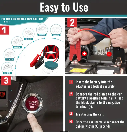 18V Makita 8AWG Jump Starter Cable 1.8m