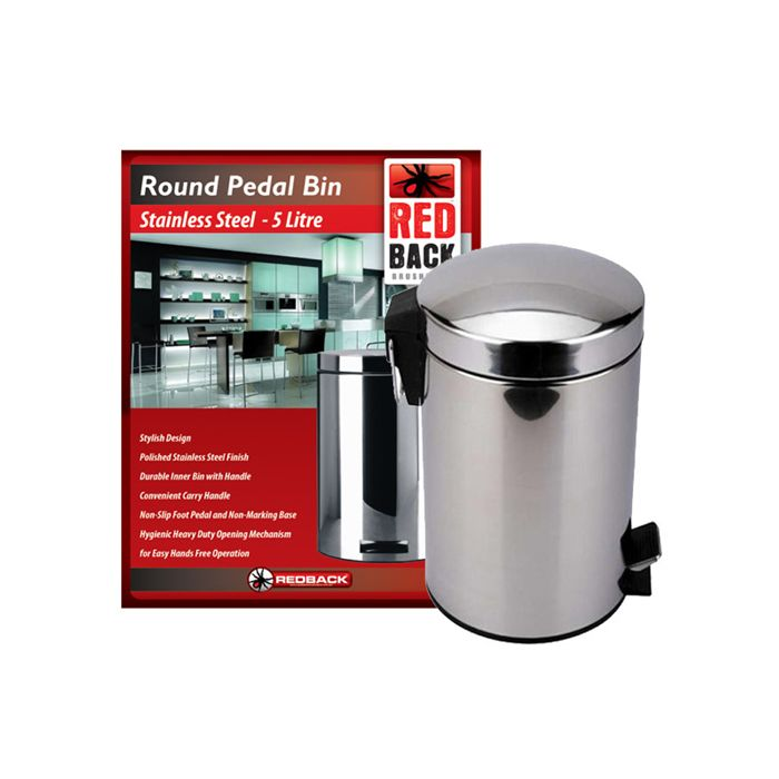 Stainless Steel Pedal Rubbish Bin w Handle Trash Waste Garbage Can Metal Stylish