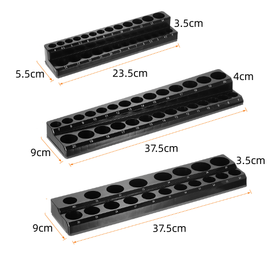 6pcs Magnetic Socket Organizer Metric Socket Tray, Black and Green