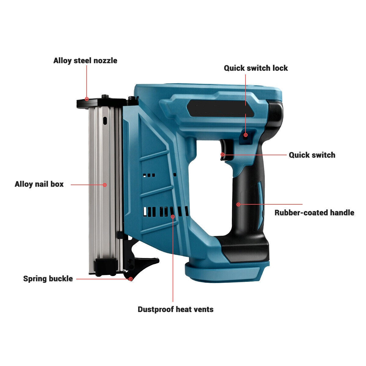 Cordless Brad Nailer Finish Nail Gun Fits Makita 18V (No Battery)