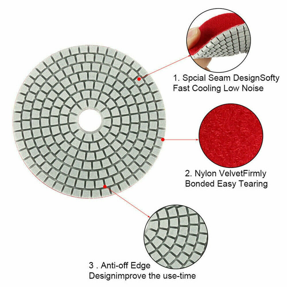 10Pcs Diamond Polishing Pads Wet Dry 4" Set