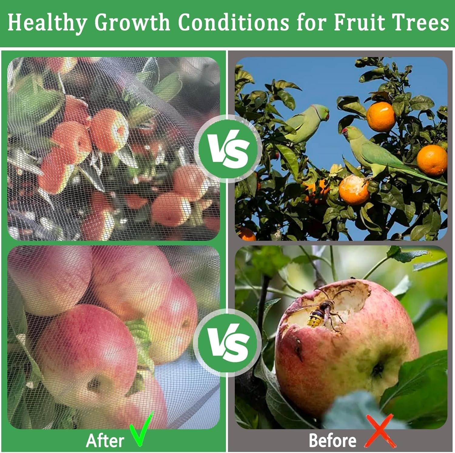 3MX3M Garden Insect Netting Bag with Zipper and Drawstring Fruit Tree Netting