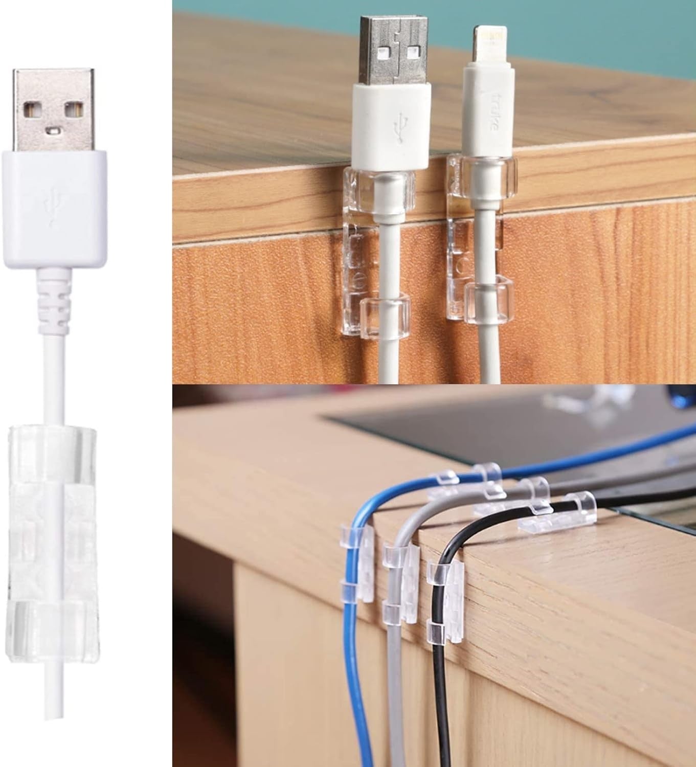 20PCS Self-Adhesive Cable Clips Holder Cord Wire Line Management Organizer