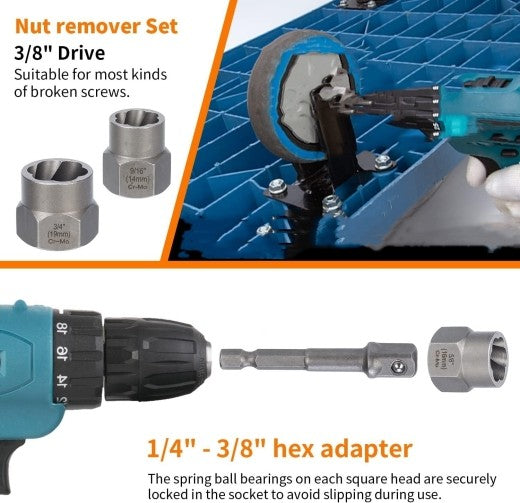 26PCS Easy Out Stripped Screw Remover Socket Set Tool