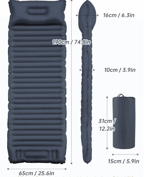 10CM Thick Self-Inflating Sleeping Pad Camping Mat with Pillow