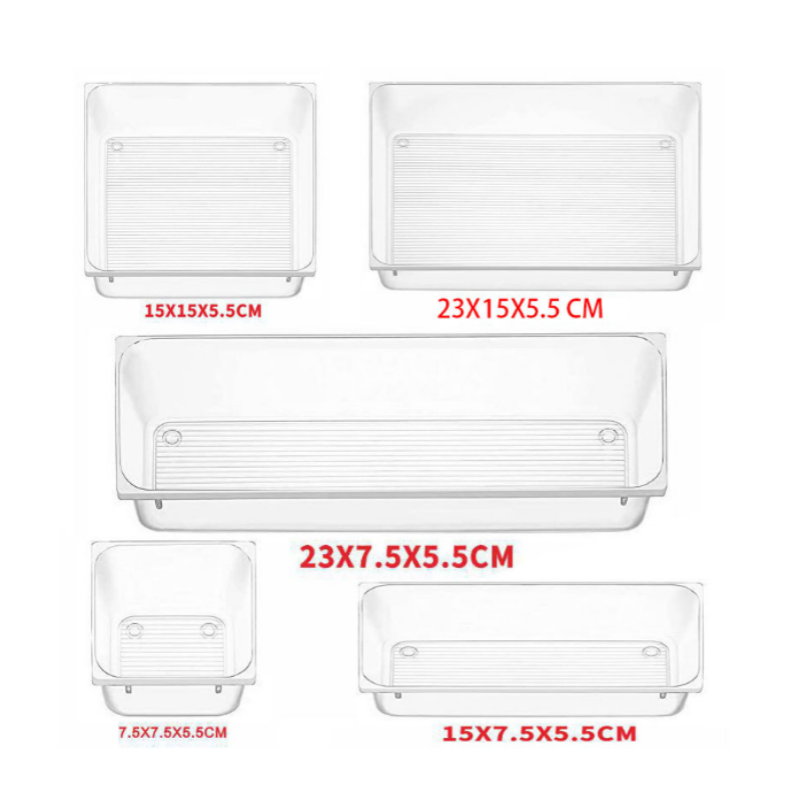 25PCS Clear Plastic Drawer Organizers Set Storage Bins for Makeup,Jewelries