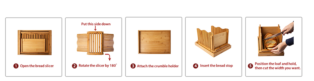 Natural Bamboo Bread Slicer Loaf Cutting Guide Board Adjustable & Foldable Tool