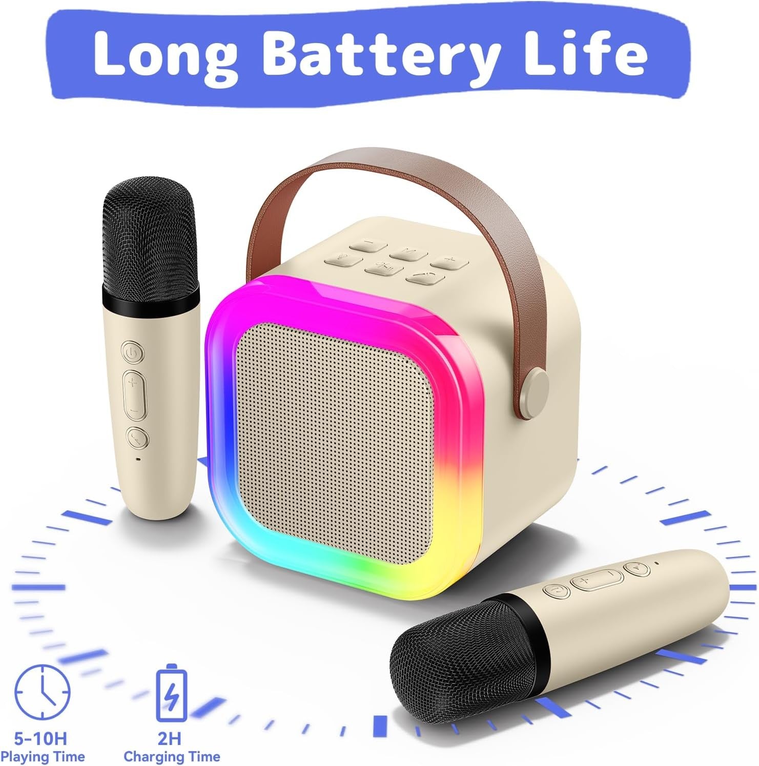 Karaoke Machine with 2 Microphones Bluetooth Speaker