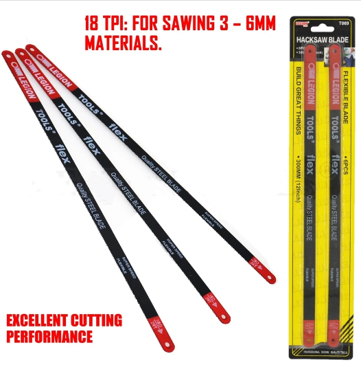 12" 300mm Hacksaw Blades Bi-metal Steel 18TPI Bendable Hand Saw Blades 6pc/pack